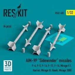 AIM-9P Sidewinder missiles (4 pcs) (F-4, F-5, F-16, F-15, F-14, Mir...