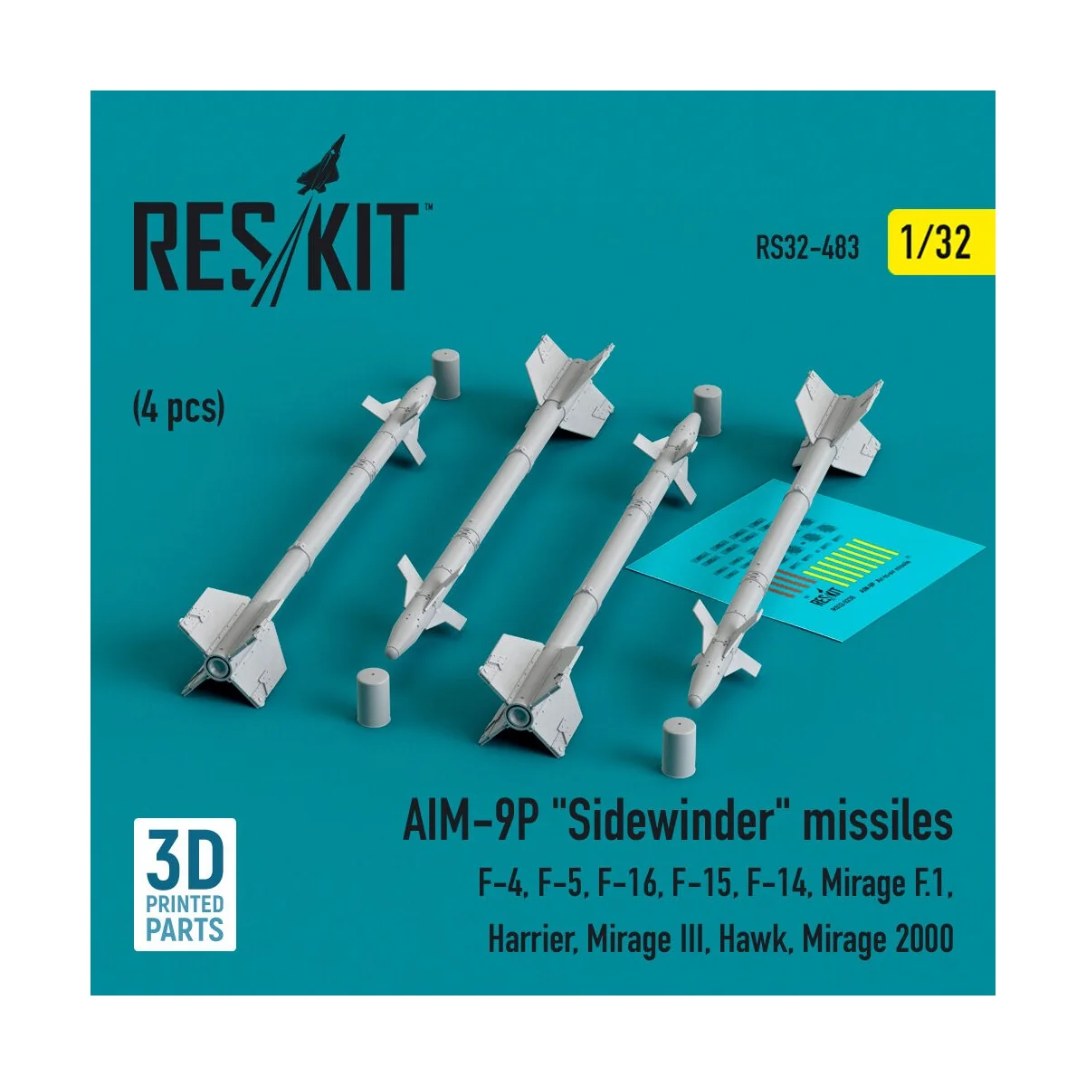 AIM-9P Sidewinder missiles (4 pcs) (F-4, F-5, F-16, F-15, F-14, Mir...