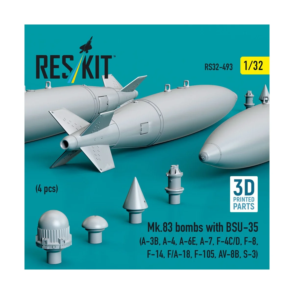 Mk.83 bombs with BSU-35 (4 pcs) (A-3B, A-4, A-6E, A-7, F-4C/D, F-8,...
