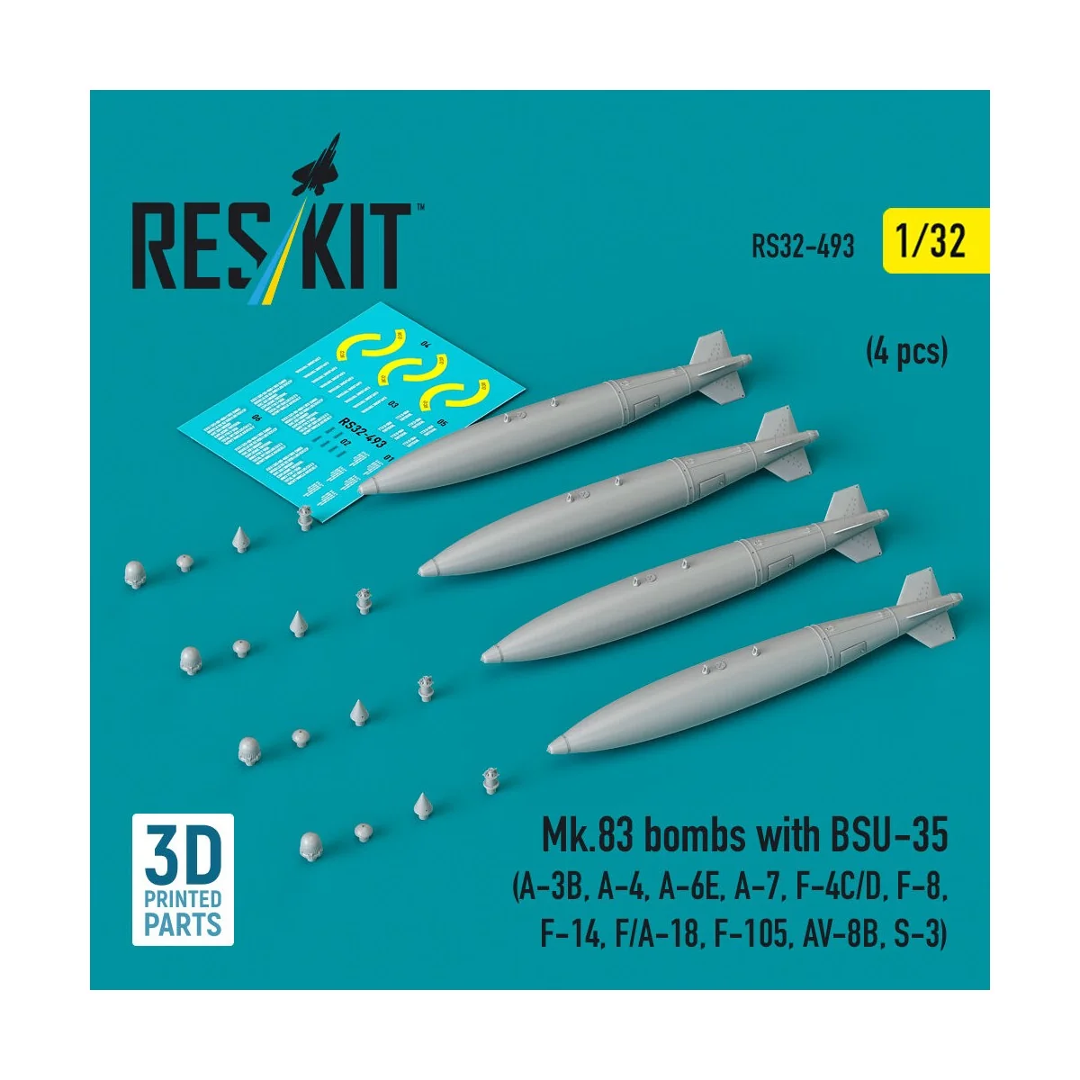 Mk.83 bombs with BSU-35 (4 pcs) (A-3B, A-4, A-6E, A-7, F-4C/D, F-8,...