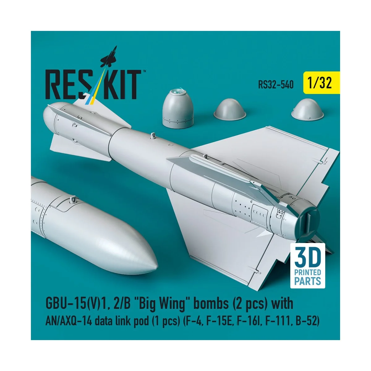 GBU-15(V)1, 2/B Big Wing bombs (2 pcs) with AN/AXQ-14 data link pod...
