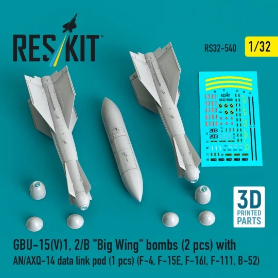 GBU-15(V)1, 2/B Big Wing bombs (2 pcs) with AN/AXQ-14 data link pod...