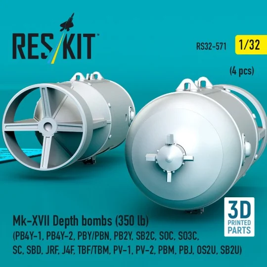 Mk-XVII Depth bombs (350 lb) (4 pcs) (PB4Y-1, PB4Y-2, PBY/PBN, PB2Y...