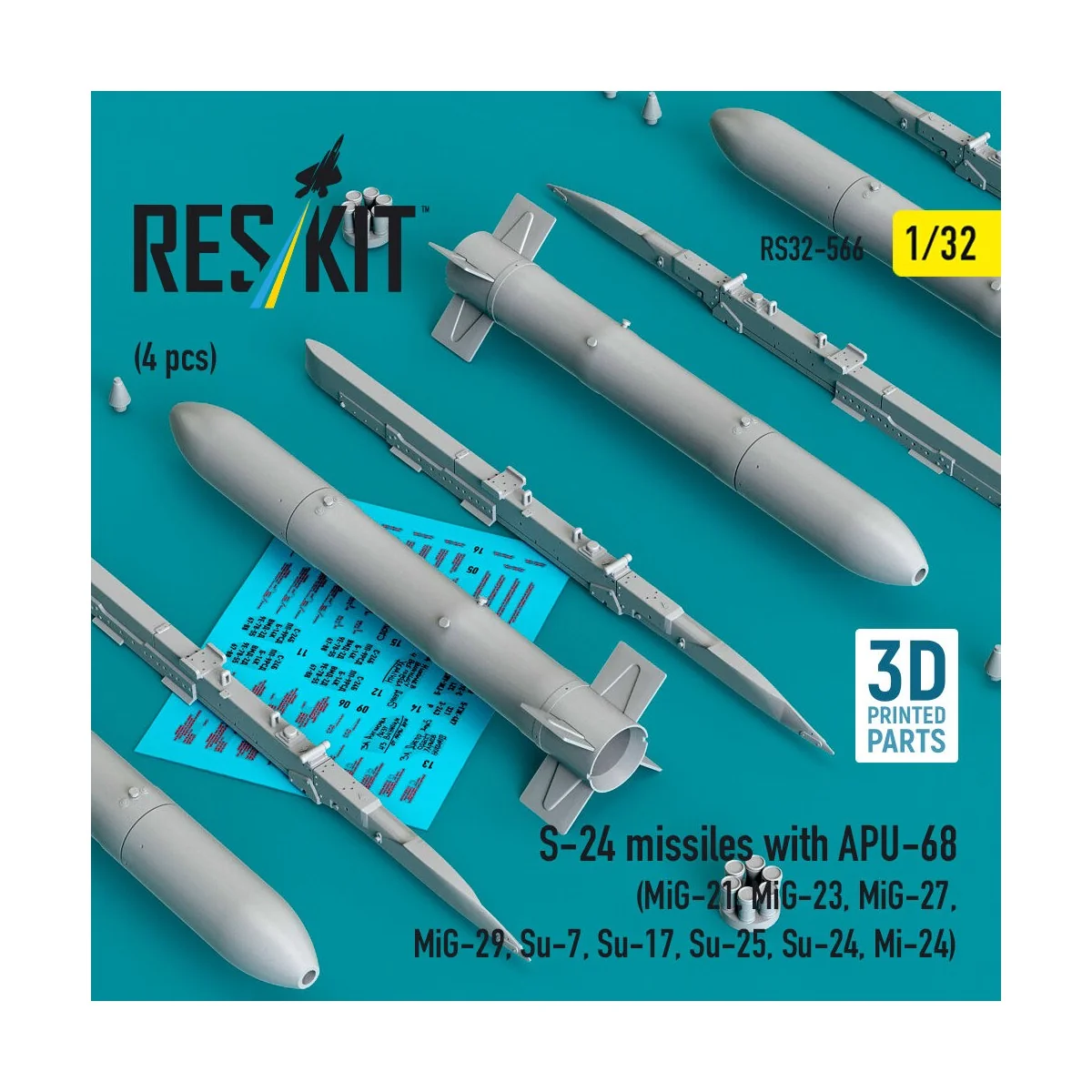 S-24 missiles with APU-68 (4 pcs) (MiG-21, MiG-23, MiG-27, MiG-29, ...
