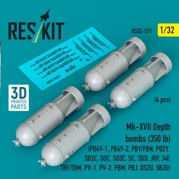 Mk-XVII Depth bombs (350 lb) (4 pcs) (PB4Y-1, PB4Y-2, PBY/PBN, PB2Y...