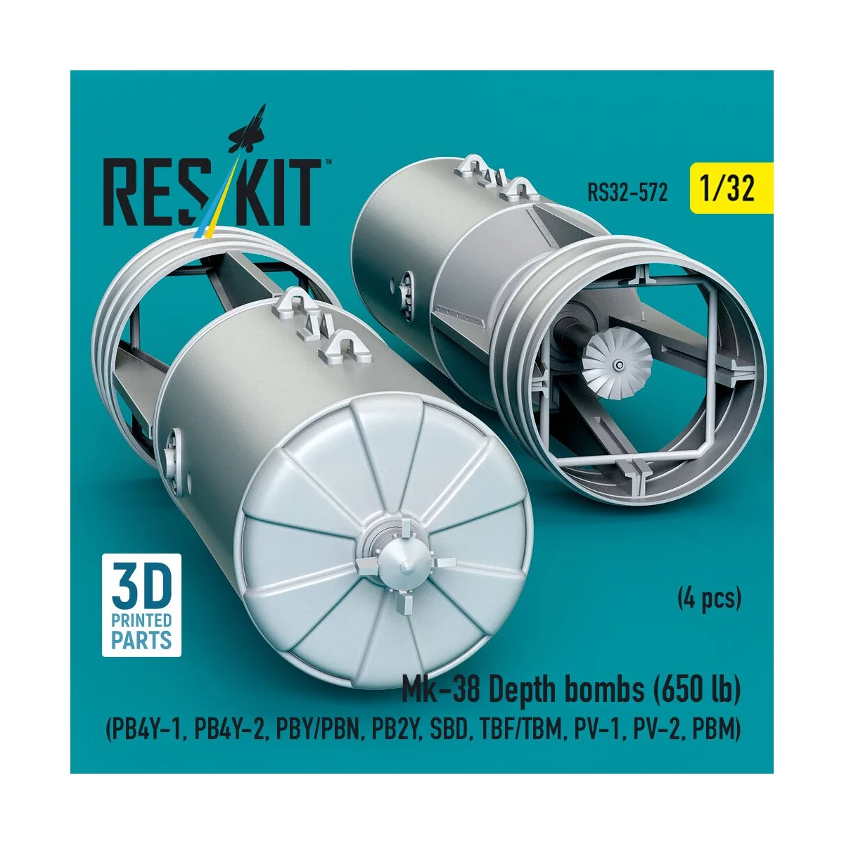 Mk-38 Depth bombs (650 lb) (4 pcs) (PB4Y-1, PB4Y-2, PBY/PBN, PB2Y, ...