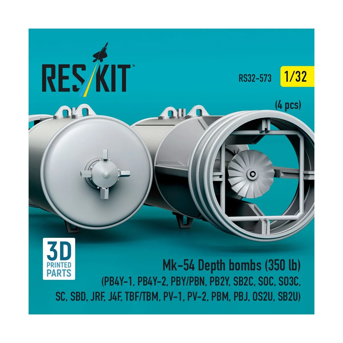Mk-54 Depth bombs (350 lb) (4 pcs) (PB4Y-1, PB4Y-2, PBY/PBN, PB2Y, ...