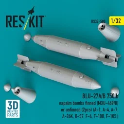 BLU-27A/B 750lb napalm bombs finned (MXU-469/B) or unfinned (2 pcs)...