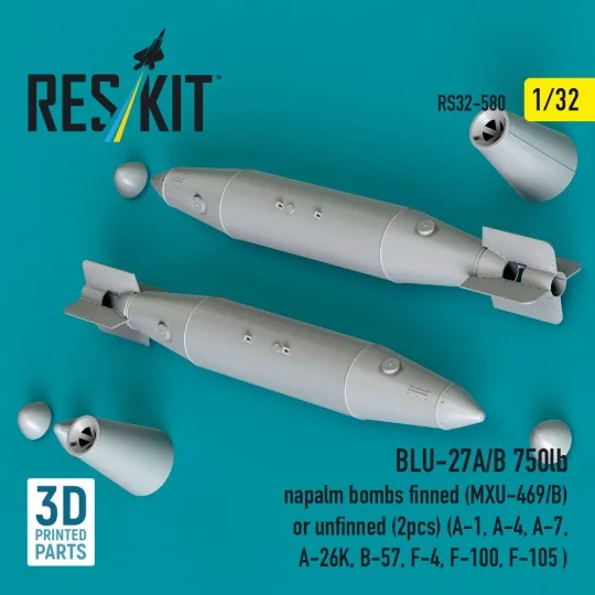 BLU-27A/B 750lb napalm bombs finned (MXU-469/B) or unfinned (2 pcs)...