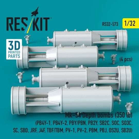 Mk-54 Depth bombs (350 lb) (4 pcs) (PB4Y-1, PB4Y-2, PBY/PBN, PB2Y, ...
