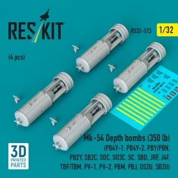 Mk-54 Depth bombs (350 lb) (4 pcs) (PB4Y-1, PB4Y-2, PBY/PBN, PB2Y, ...