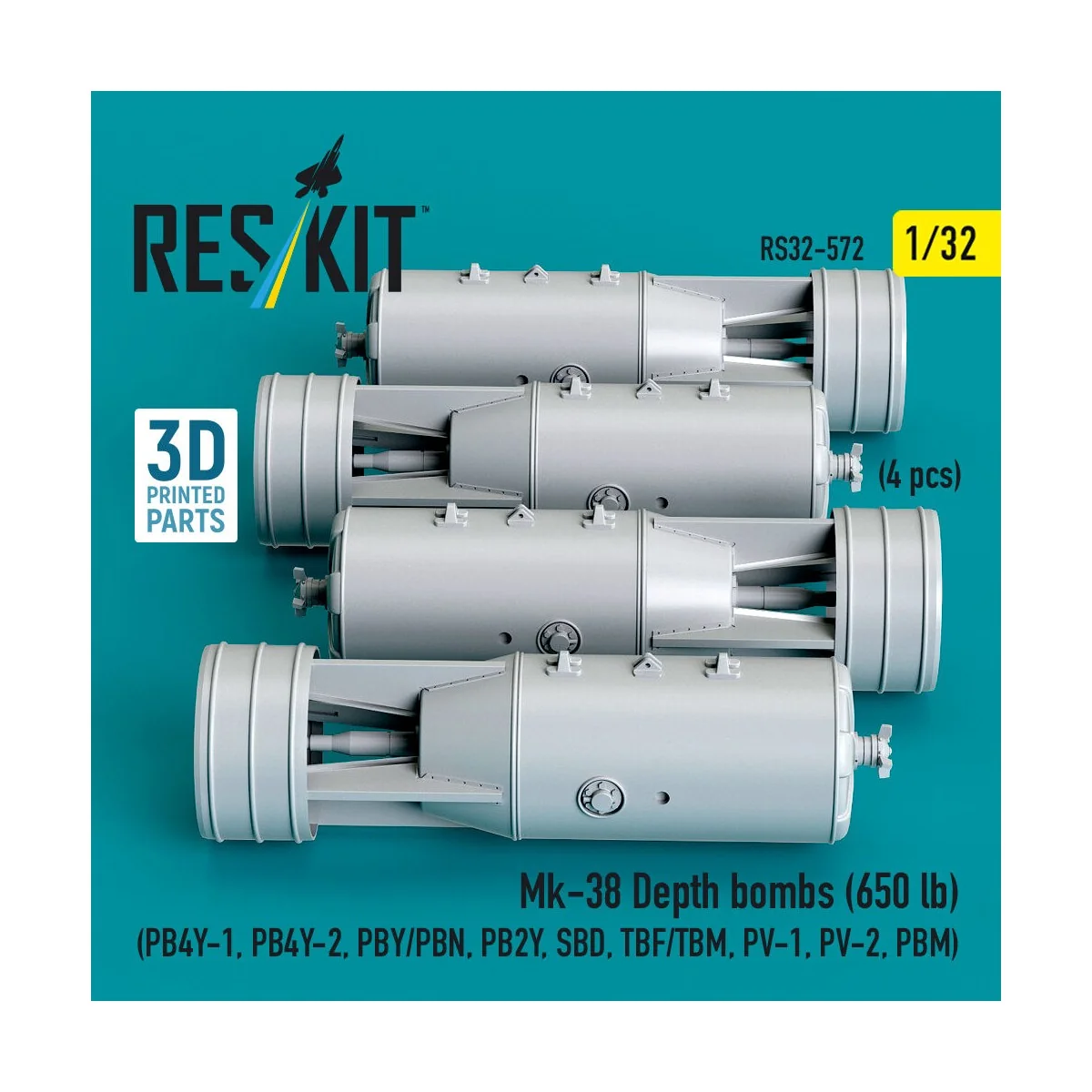 Mk-38 Depth bombs (650 lb) (4 pcs) (PB4Y-1, PB4Y-2, PBY/PBN, PB2Y, ...