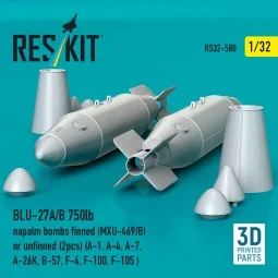 BLU-27A/B 750lb napalm bombs finned (MXU-469/B) or unfinned (2 pcs)... 2