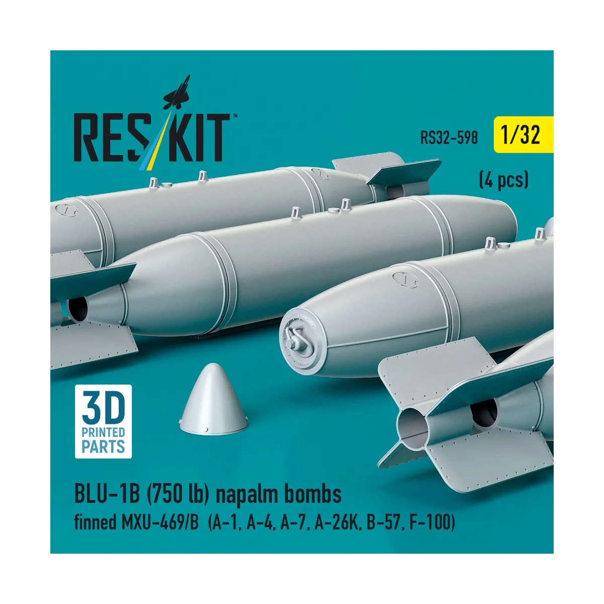 BLU-1B (750 lb) napalm bombs finned MXU-469/B (4 pcs) (A-1, A-4, A-...
