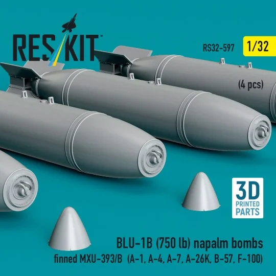 BLU-1B (750 lb) napalm bombs finned MXU-393/B (4 pcs) (A-1, A-4, A-...