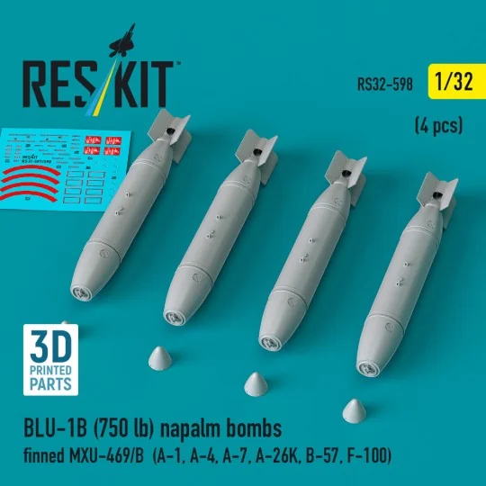 BLU-1B (750 lb) napalm bombs finned MXU-469/B (4 pcs) (A-1, A-4, A-...
