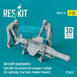 Aircraft mechanics with Red Top missile (on transport trolley) (EE ...