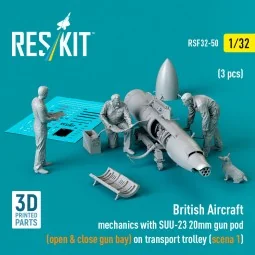 British Aircraft mechanics with SUU-23 20mm gun pod (open & close g...