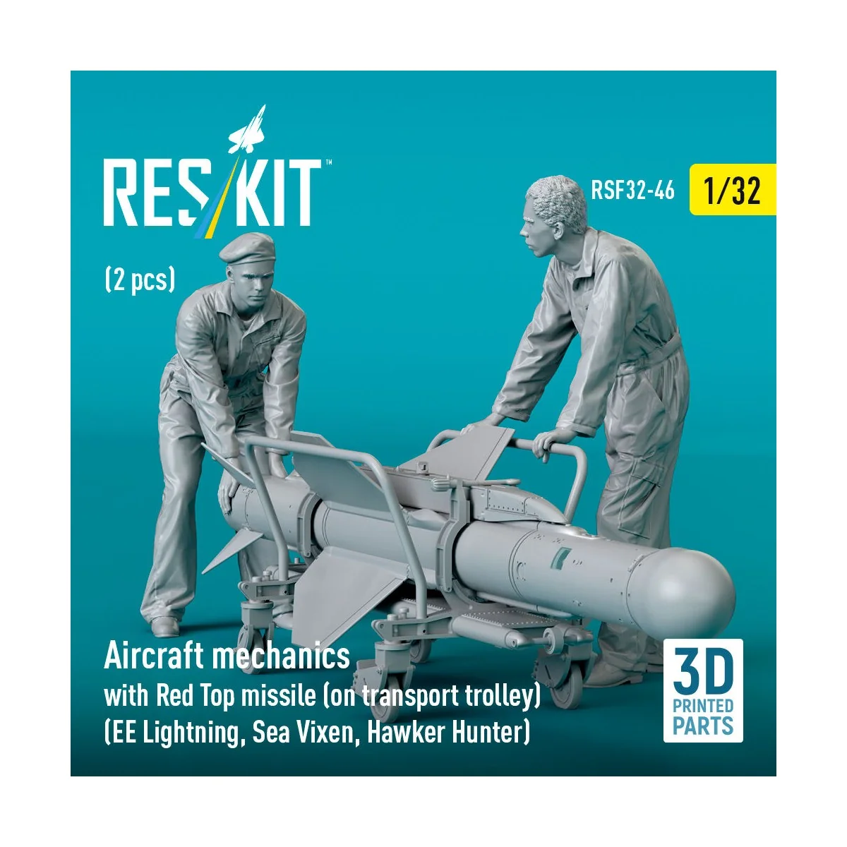 Aircraft mechanics with Red Top missile (on transport trolley) (EE ...