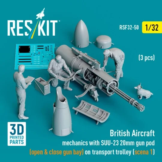 British Aircraft mechanics with SUU-23 20mm gun pod (open & close g...