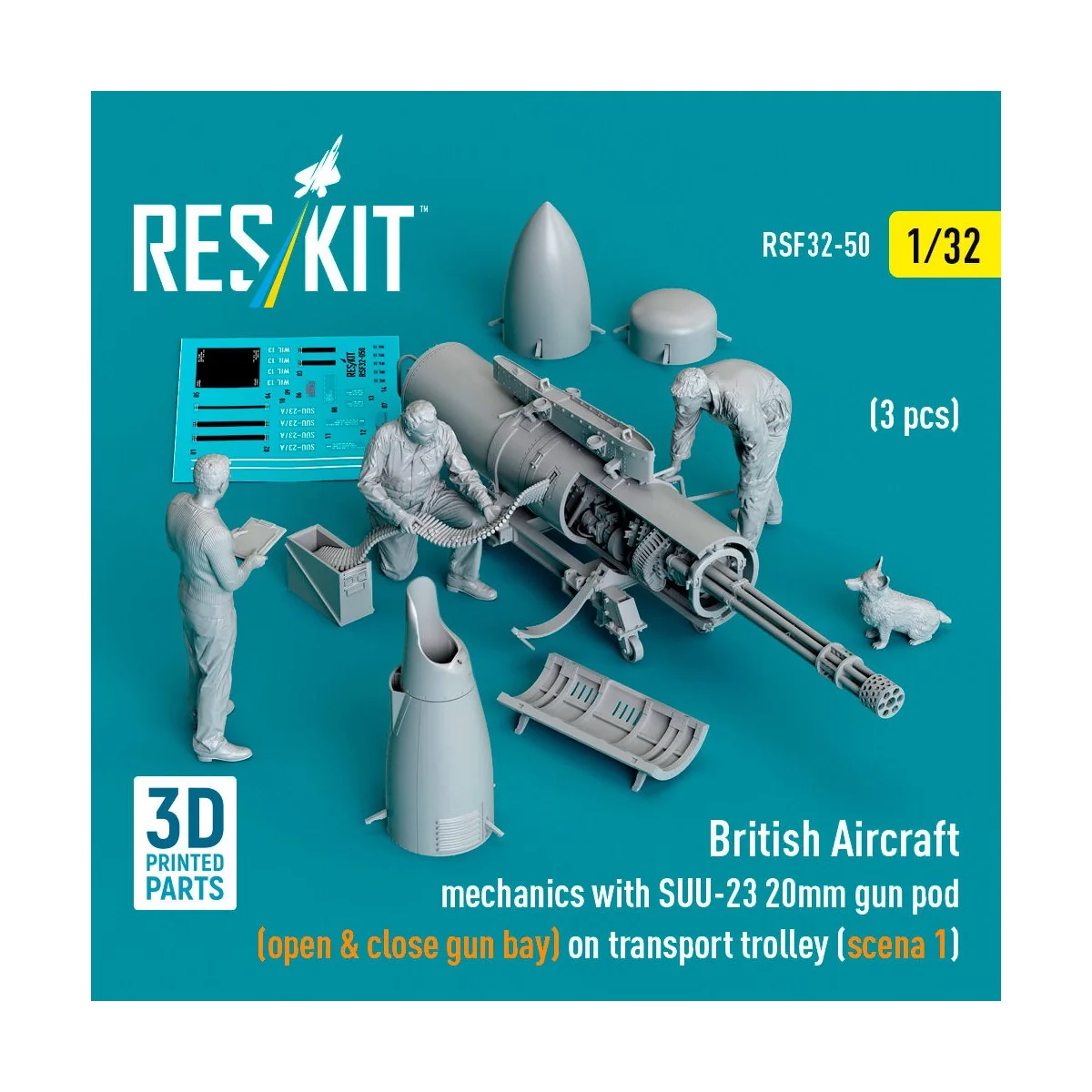 British Aircraft mechanics with SUU-23 20mm gun pod (open & close g...