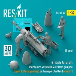 British Aircraft mechanics with SUU-23 20mm gun pod (open & close g... 2