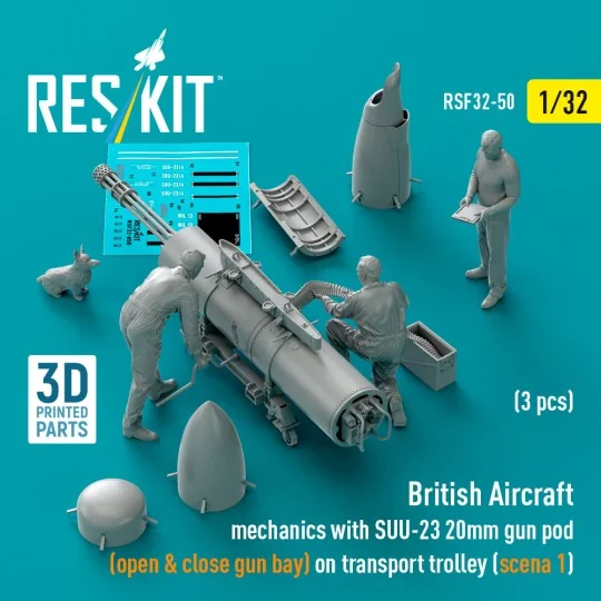 British Aircraft mechanics with SUU-23 20mm gun pod (open & close g...