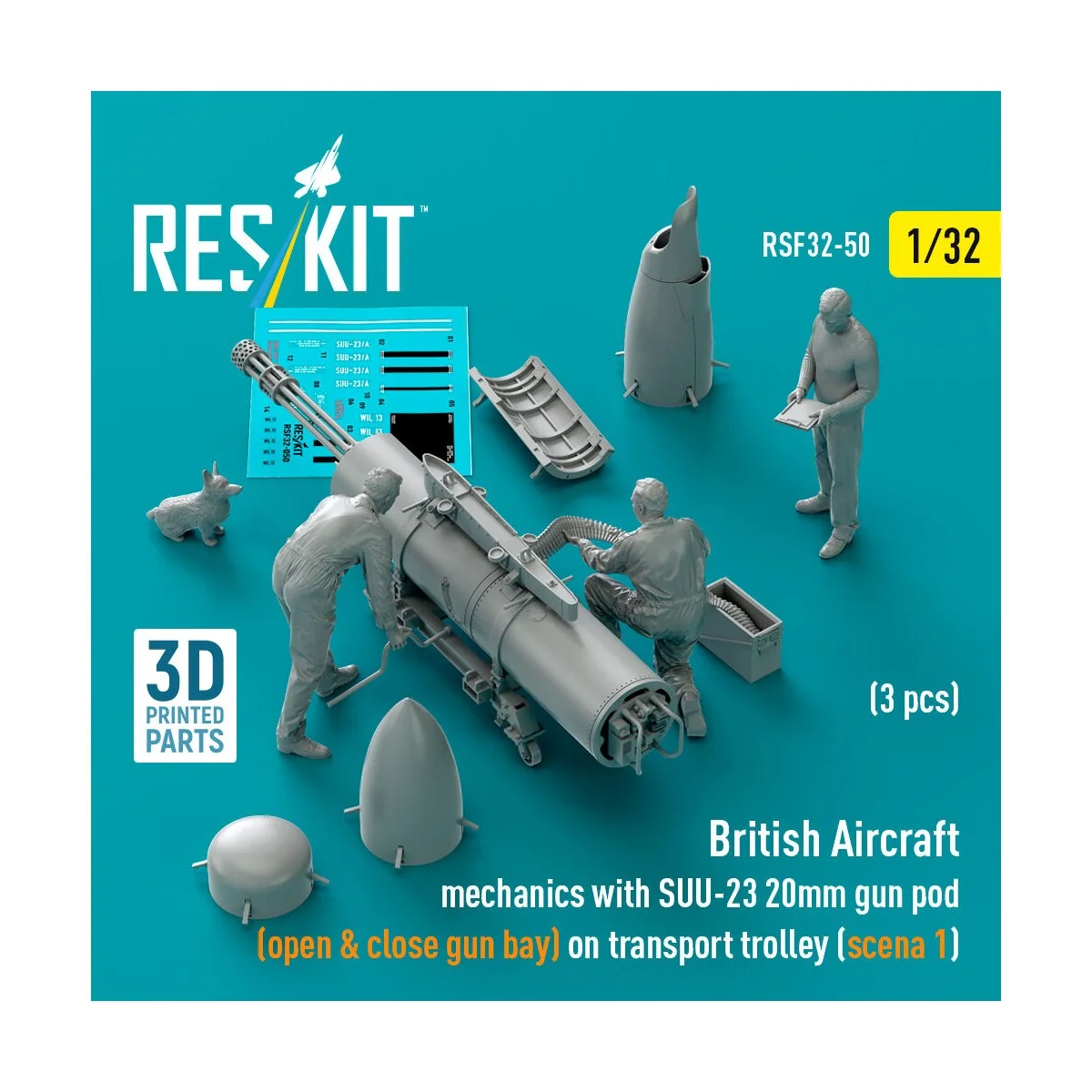 British Aircraft mechanics with SUU-23 20mm gun pod (open & close g...