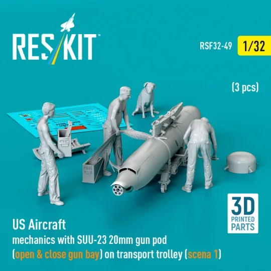 US Aircraft mechanics with SUU-23 20mm gun pod (open & close gun ba...