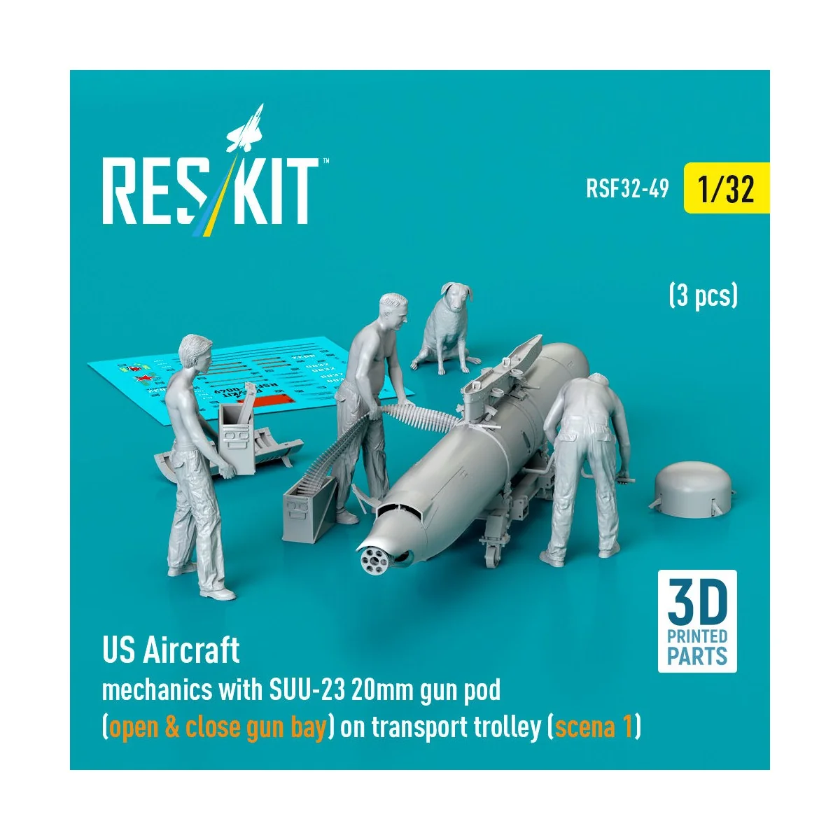 US Aircraft mechanics with SUU-23 20mm gun pod (open & close gun ba...