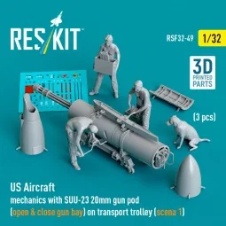 US Aircraft mechanics with SUU-23 20mm gun pod (open & close gun ba...