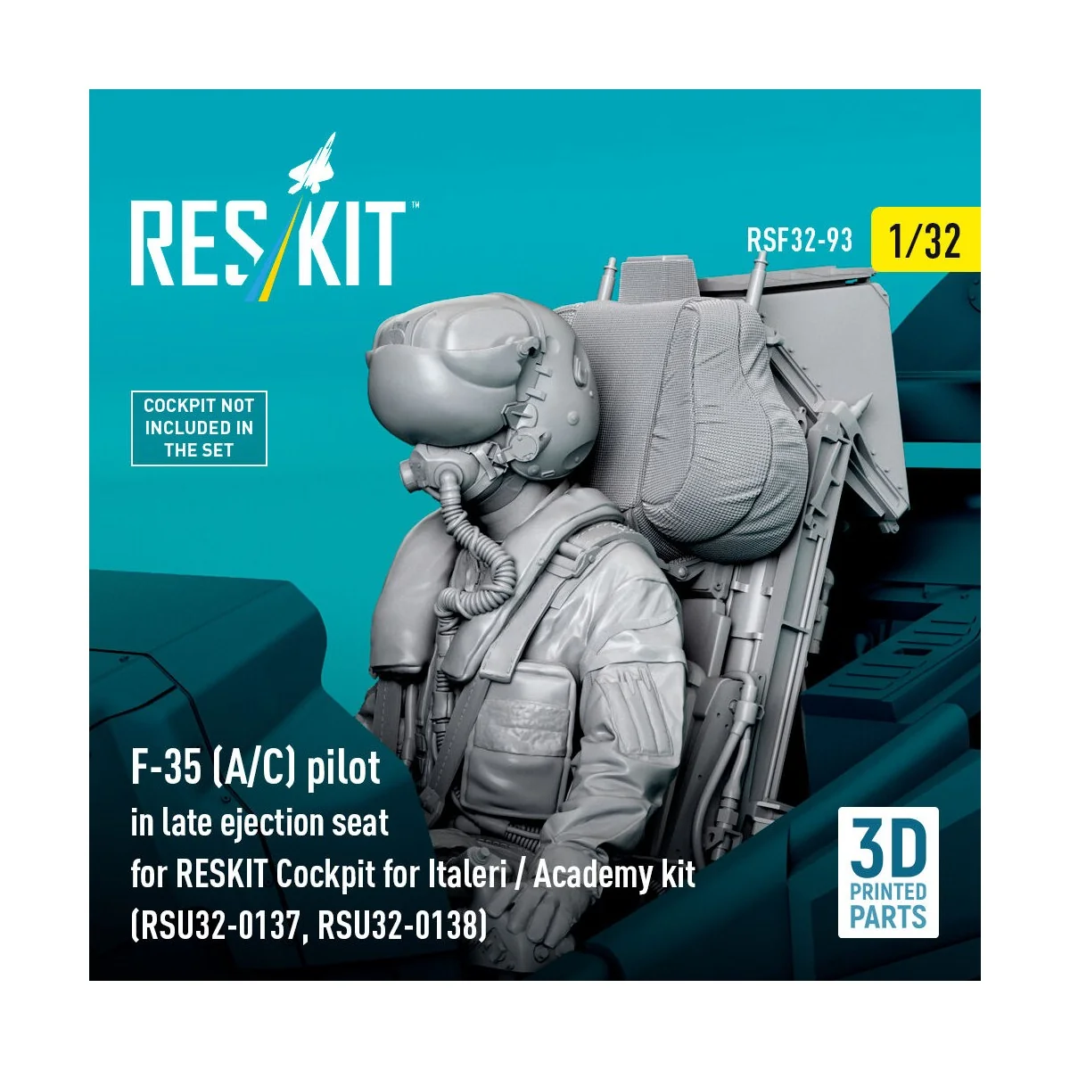 F-35 (A/C) pilot in late ejection seat for RESKIT Cockpit for Itale...