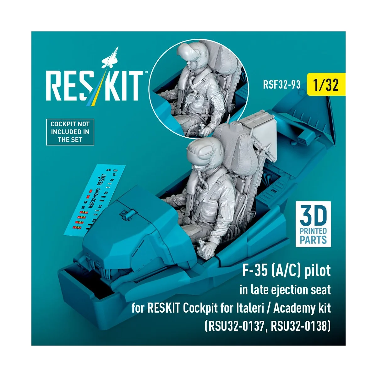F-35 (A/C) pilot in late ejection seat for RESKIT Cockpit for Itale...
