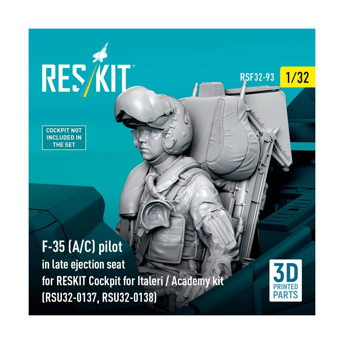 F-35 (A/C) pilot in late ejection seat for RESKIT Cockpit for Itale...