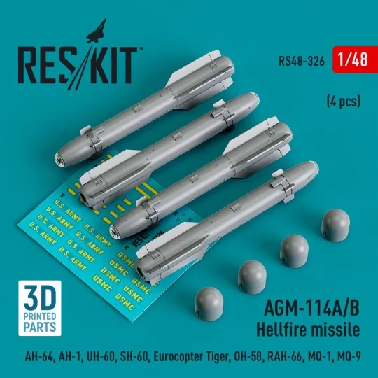 AGM-114A/B Hellfire missiles (4 pcs) (AH-64, AH-1, UH-60, SH-60, Eu...