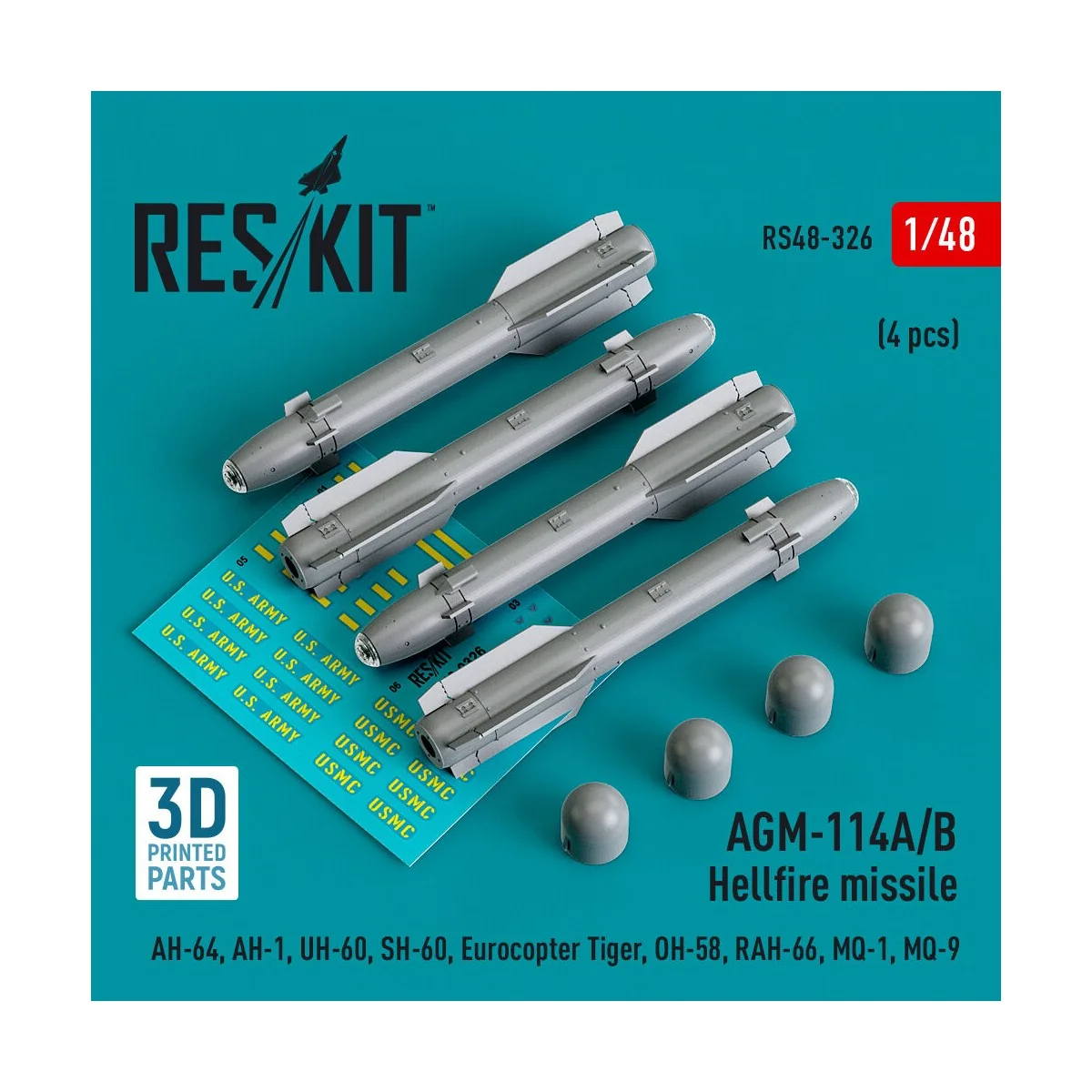 AGM-114A/B Hellfire missiles (4 pcs) (AH-64, AH-1, UH-60, SH-60, Eu...