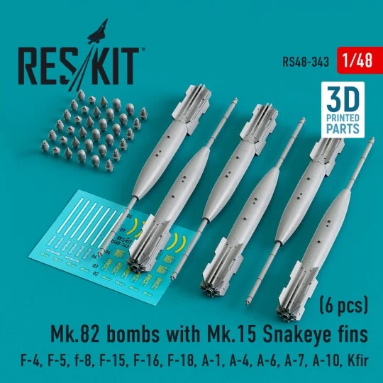 Mk.82 bombs with Mk.15 Snakeye fins (6 pcs) (F-4, F-5, F-8, F-15, F...