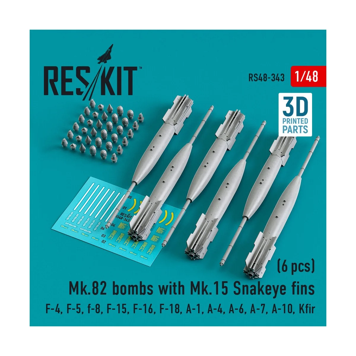 Mk.82 bombs with Mk.15 Snakeye fins (6 pcs) (F-4, F-5, F-8, F-15, F...