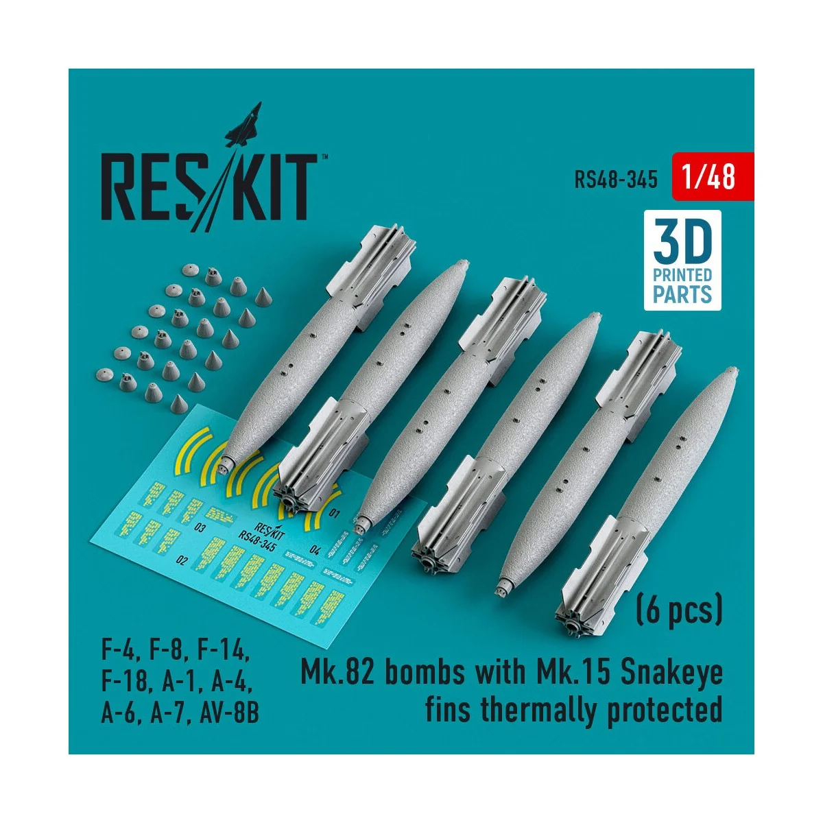 Mk.82 bombs with Mk.15 Snakeye fins thermally protected (6 pcs) (F-...
