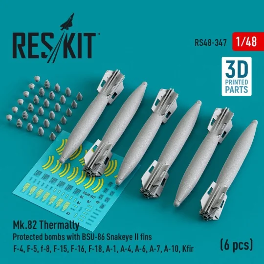 Mk.82 thermally protected bombs with BSU-86 Snakeye II fins (6 pcs)...