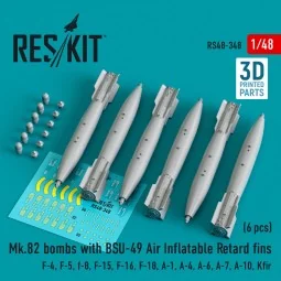 Mk.82 bombs with BSU-49 air inflatable retard fins (6 pcs) (F-4, F-...