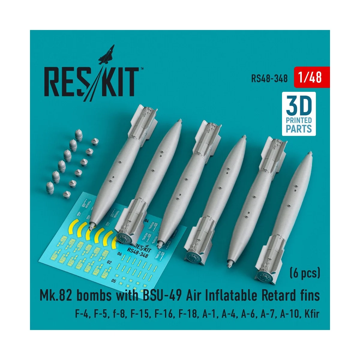 Mk.82 bombs with BSU-49 air inflatable retard fins (6 pcs) (F-4, F-...