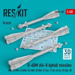 R-60? (AA-8 Aphid) missiles (4 pcs) (MiG-21, MiG-23, MiG-25, MiG-29...