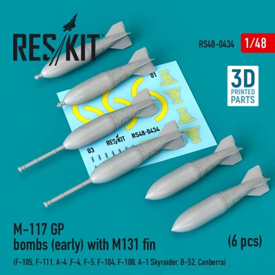 M-117 GP bombs (early) with M131 fin (6 pcs) (F-105, F-111, A-4, F-...