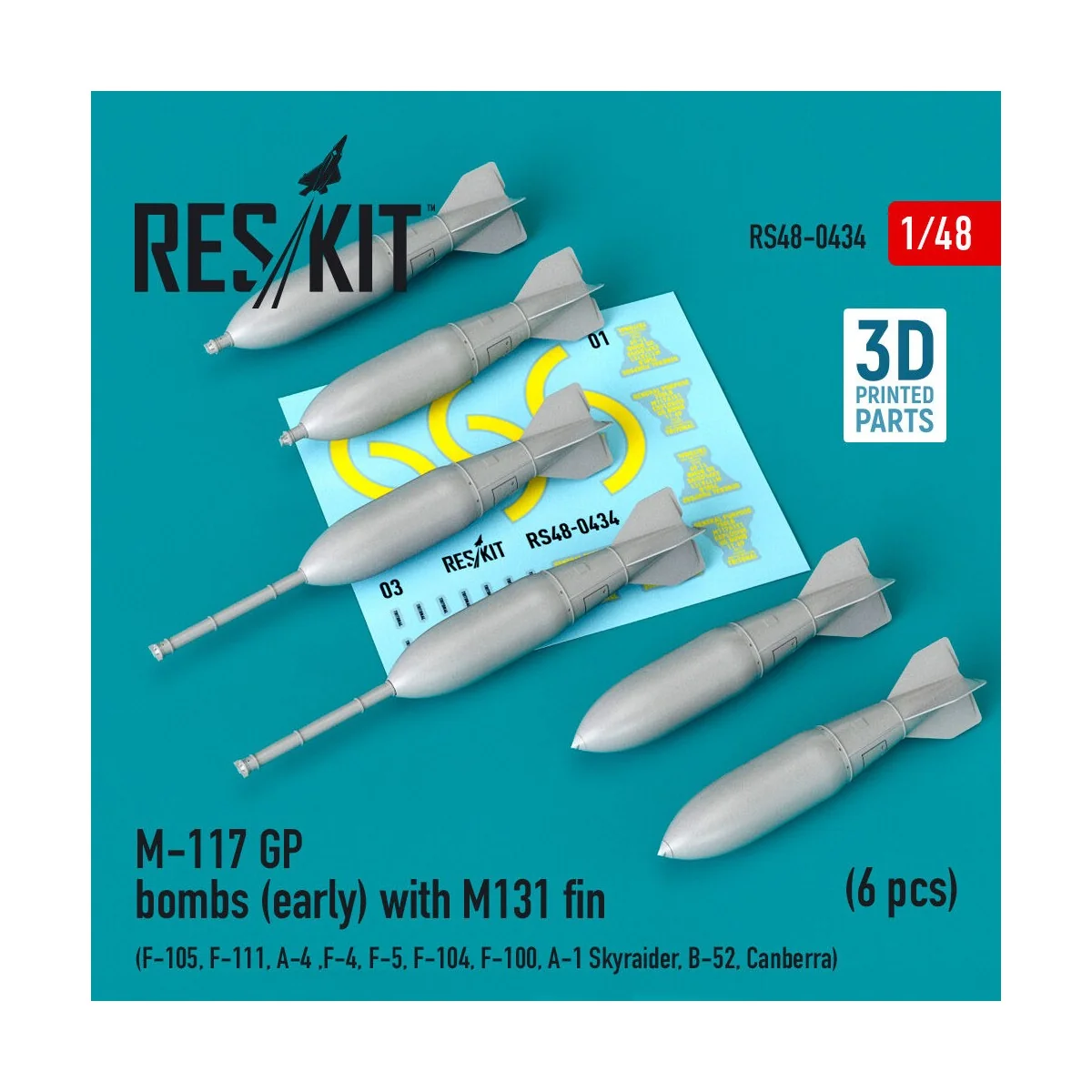 M-117 GP bombs (early) with M131 fin (6 pcs) (F-105, F-111, A-4, F-...