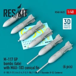 M-117 GP bombs (late) with MAU-103 conical fin (6 pcs) (F-105, F-11...