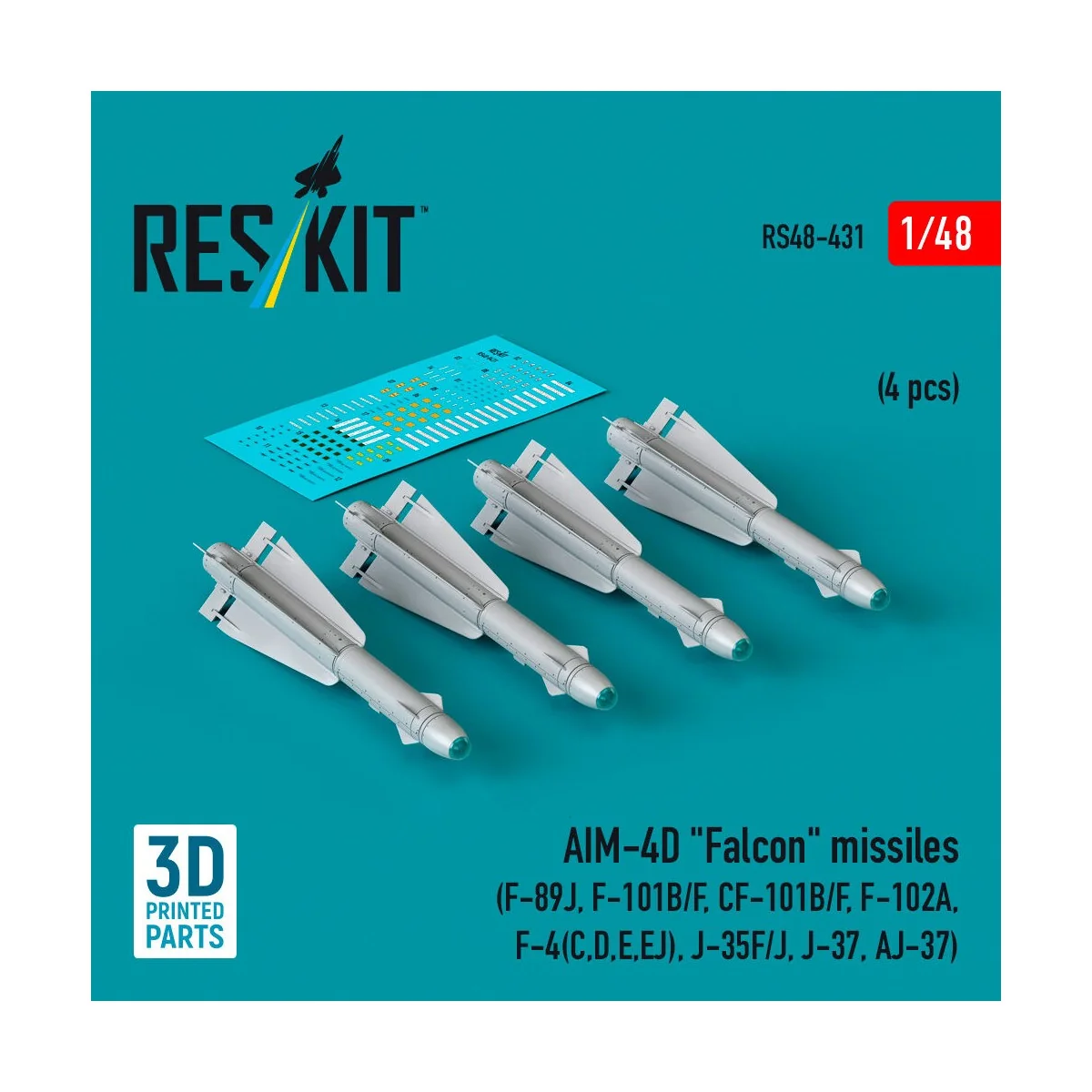 AIM-4D Falcon missiles (4 pcs) (F-89J, F-101B/F, CF-101B/F, F-102A,...
