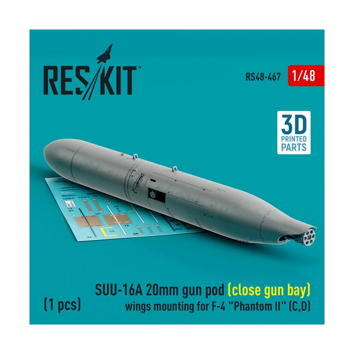 SUU-16A 20mm gun pod (close gun bay) wings mounting for F-4 Phantom...