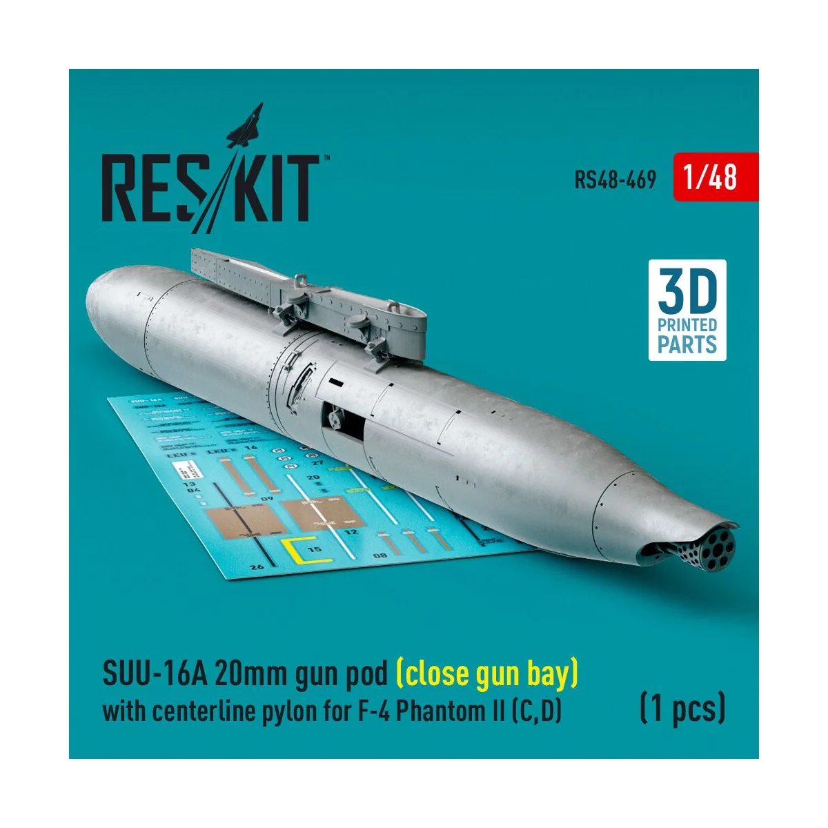 SUU-16A 20mm gun pod (close gun bay) with centerline pylon for F-4 ...