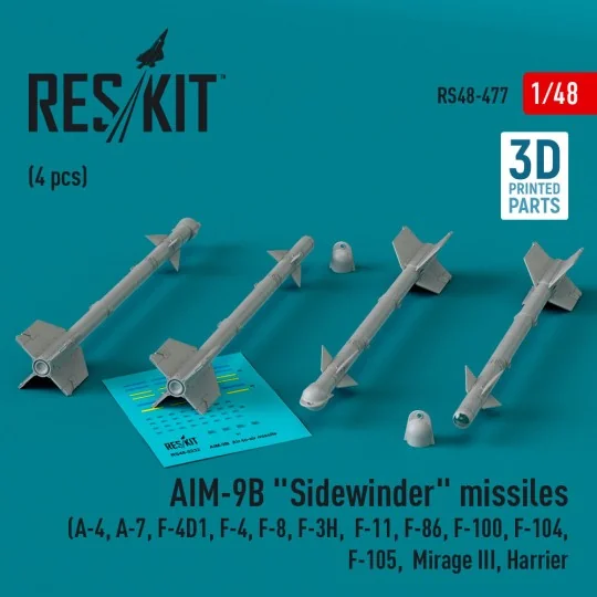 AIM-9B Sidewinder missiles (4 pcs) (A-4, A-7, F-4D1, F-4, F-8, F-3H...